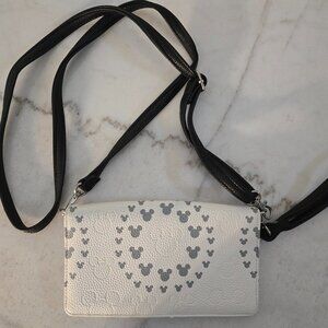 Disney Store - Mickey Mouse White and Gray Crossbody Bag/Wristlet - EUC